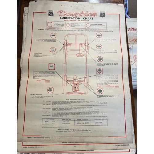 1142 - Thirty one vintage car lubrication charts to include Wolseley, Morris, MG 1100, Morris 1100, Vauxhal... 