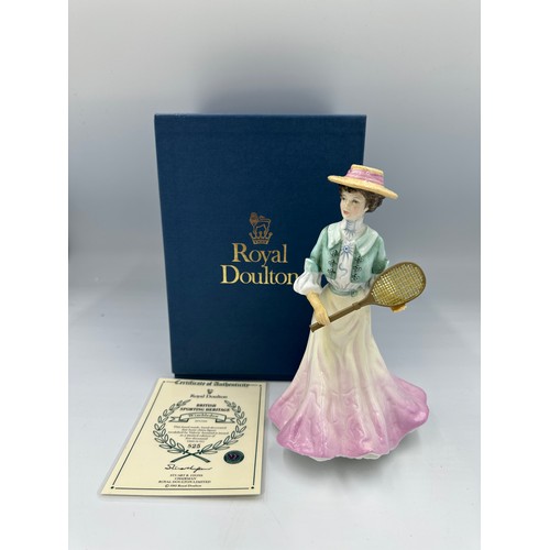 179 - A boxed limited edition Royal Doulton British Sporting Heritage Figure Wimbledon HN 3366. No 825/500... 