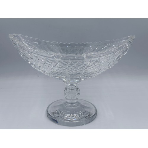 316 - A heavy Waterford Crystal Boat Bowl. 33cm w x 22.5cm h x 15cm d.  Stamp to base indistinct, together... 