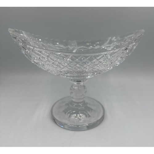 316 - A heavy Waterford Crystal Boat Bowl. 33cm w x 22.5cm h x 15cm d.  Stamp to base indistinct, together... 