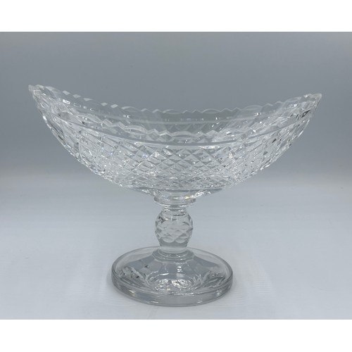 316 - A heavy Waterford Crystal Boat Bowl. 33cm w x 22.5cm h x 15cm d.  Stamp to base indistinct, together... 