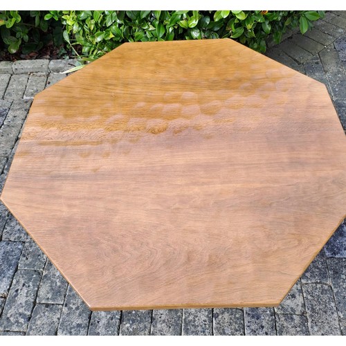 101 - An oak octagonal occasional table by Knightman with adzed top and Knightman mark. 49cm h x 92cm d