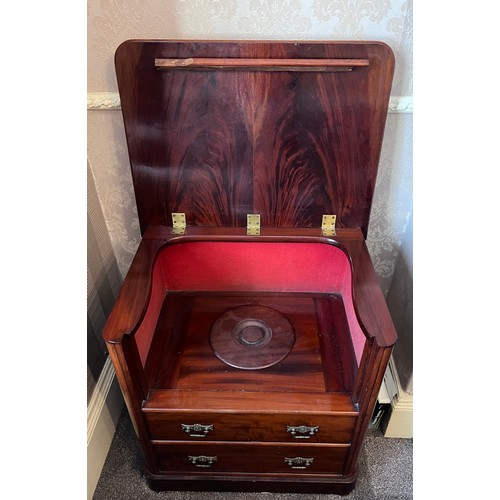 63 - A 19thC mahogany commode with brass handles and two false drawers to front. 68cm w x 52cm d x 69cm h... 