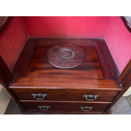 63 - A 19thC mahogany commode with brass handles and two false drawers to front. 68cm w x 52cm d x 69cm h... 