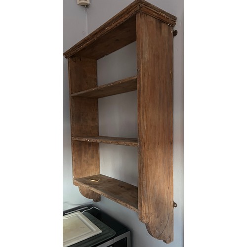 74 - Hanging pine wall shelves 55cm w 78cm h x 15cm d.