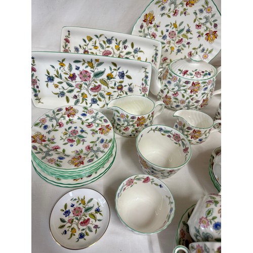 168 - Minton Haddon Hall tea service to include teapot, 6 x cups, 6 x saucers, cream jug, milk jug, small ... 