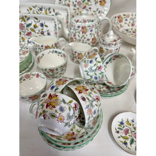 168 - Minton Haddon Hall tea service to include teapot, 6 x cups, 6 x saucers, cream jug, milk jug, small ... 