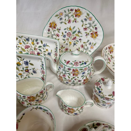 168 - Minton Haddon Hall tea service to include teapot, 6 x cups, 6 x saucers, cream jug, milk jug, small ... 