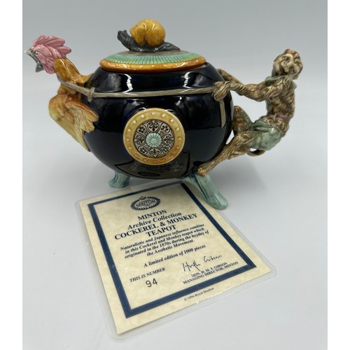 143 - Minton Archive Collection Chinaman Teapot Limited Edition 167/2500 and Monkey & Cockerel Teapot Limi... 