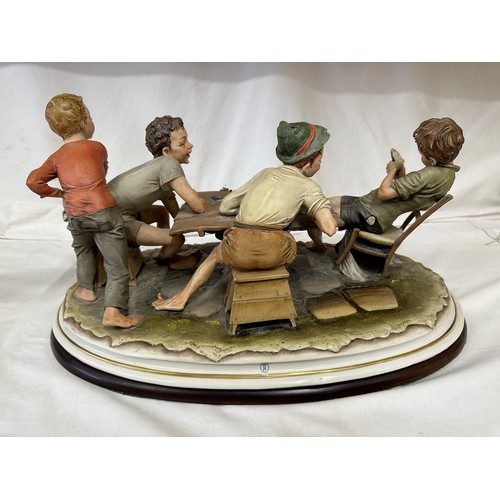 144 - Capodimonte - The Cheaters - A large 20thC Italian Capodimonte porcelain group figure entitled 'The ... 