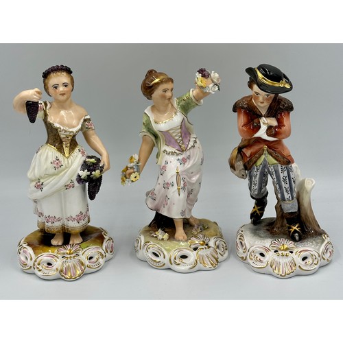 145 - Royal Crown Derby bone china figurines, three of the four seasons, signed by various artists - Autum... 