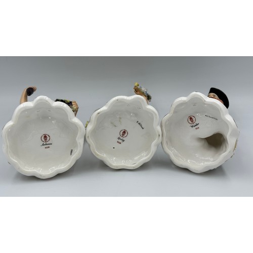 145 - Royal Crown Derby bone china figurines, three of the four seasons, signed by various artists - Autum... 