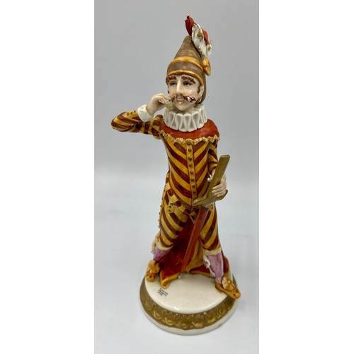 163 - Capodimonte Il Capitan Spavento approx 26cm h along with two Meli male figurines Napoleon and Nelson... 