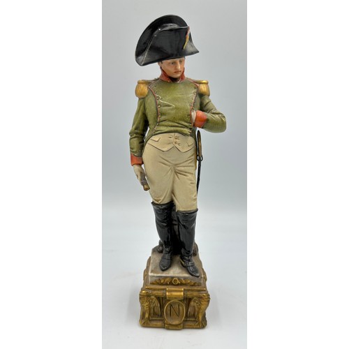 163 - Capodimonte Il Capitan Spavento approx 26cm h along with two Meli male figurines Napoleon and Nelson... 