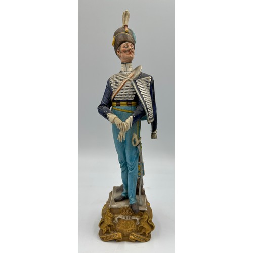 163 - Capodimonte Il Capitan Spavento approx 26cm h along with two Meli male figurines Napoleon and Nelson... 