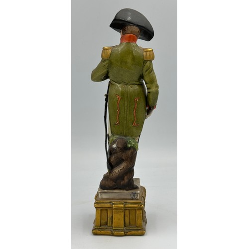 163 - Capodimonte Il Capitan Spavento approx 26cm h along with two Meli male figurines Napoleon and Nelson... 