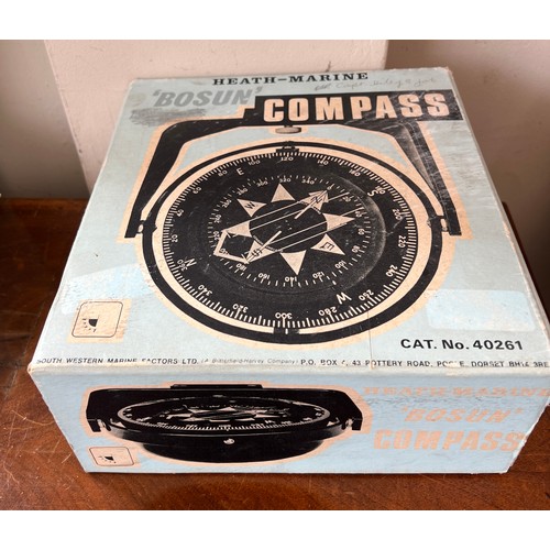 1312 - A boxed vintage Heath Marine Bosun compass complete with instructions. Together with a Seafix radio ... 