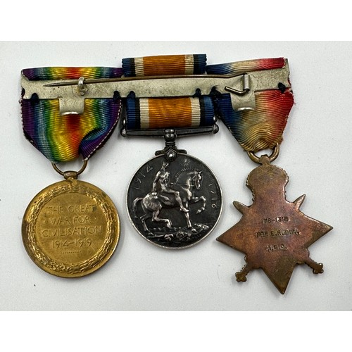 1198 - WWI Mons Star trio with War Medal and Victory Medal on clasp to the Army Services Corp named MS-1316... 