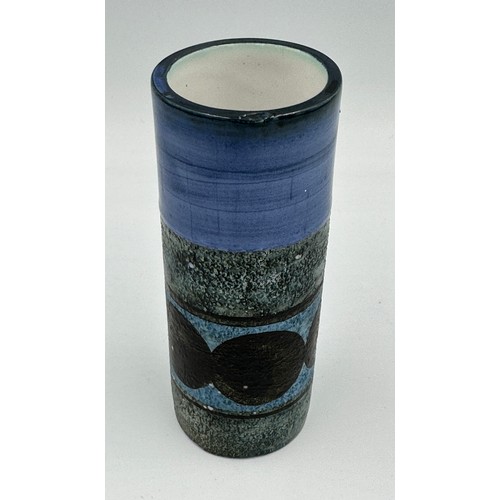 248 - Troika tube vase 14.5cm h with blue design.