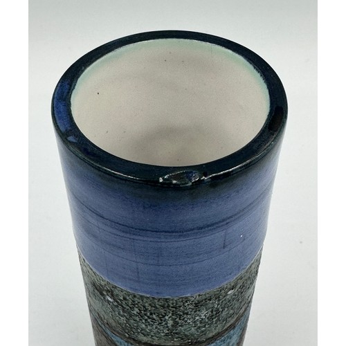 248 - Troika tube vase 14.5cm h with blue design.