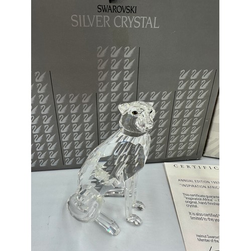 324 - Swarovski crystal, to include a boxed Cheetah, 7610 NR 000 001, 9.5cm h and a boxed elephant 