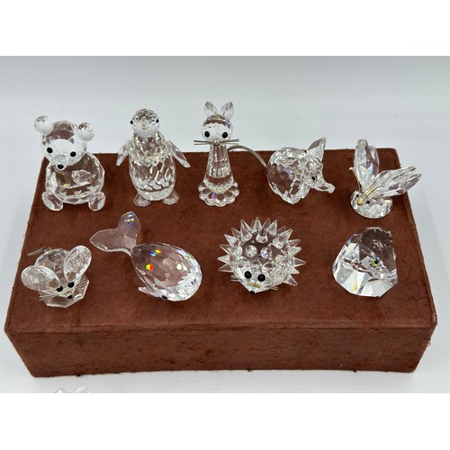 325 - Swarovski crystal a collection comprising Polar Bear, Penguin 8cmh to top of beak, Teddy Bear 7.5cm ... 