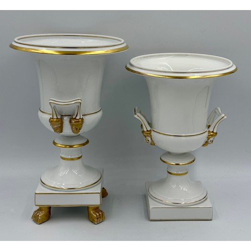 261 - Two Vista Alegre Portugal porcelain urns, in white and gold, 29.5 and 26cm together with a Vista Ale... 