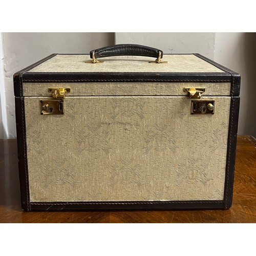 1297 - An Asprey fabric covered vanity case. 33cm w x 22cm h x 22cm d.