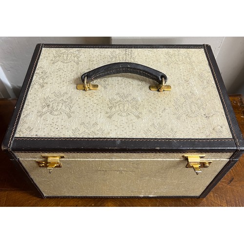 1297 - An Asprey fabric covered vanity case. 33cm w x 22cm h x 22cm d.