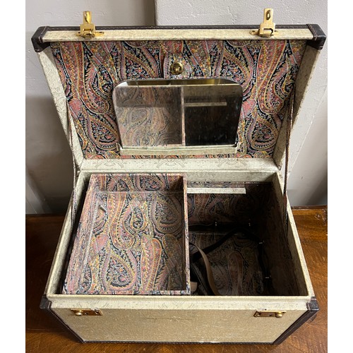 1297 - An Asprey fabric covered vanity case. 33cm w x 22cm h x 22cm d.