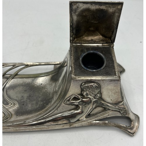 1184 - A WMF inkstand of Art Nouveau design stamped 331 to base. 31cm x 12cm.