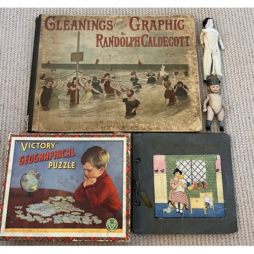 1103 - Gleanings from the Graphic by Randolph Caldecott 1889, Little Tots Records, a “Victory” Geographical... 