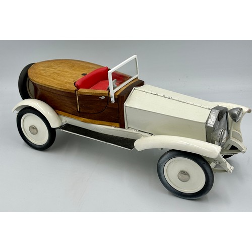 1288 - A scratch-built remote control model of a Rolls Royce with boat tail, fitted in a wood and glass cas... 