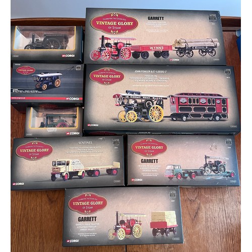 1080 - Corgi Vintage Glory of Steam diecast models to include 80307 Garrett Road Tractor & Flatbed Trailer ... 