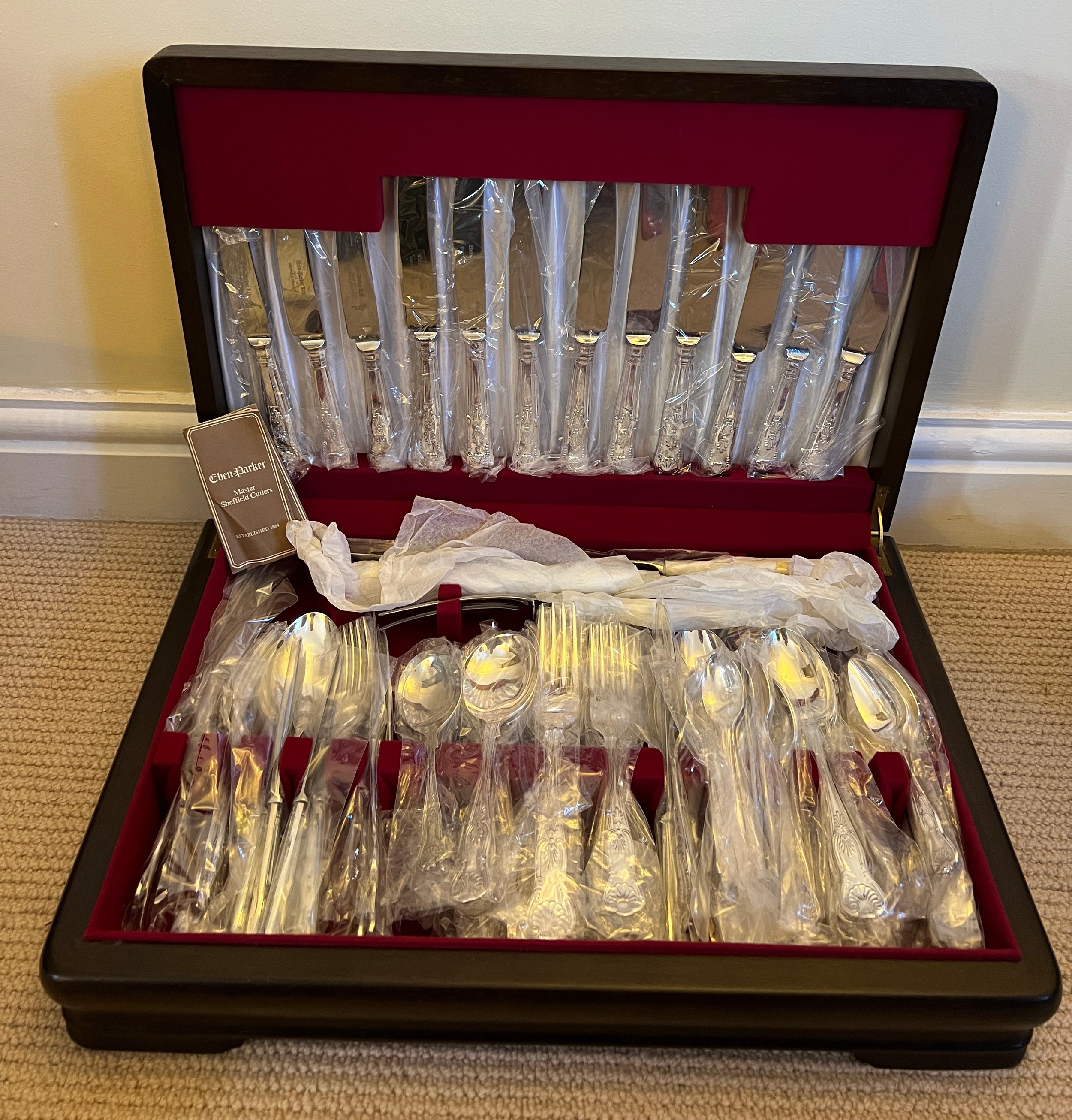 A boxed canteen of Kings pattern cutlery by Eben-Parker