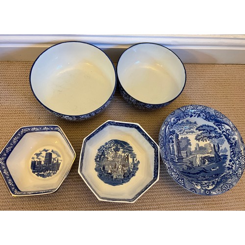 211 - Blue and white bowls to include two Royal Doulton, Ringtons Ltd, Copeland Spodes Italian and Wedgwoo... 