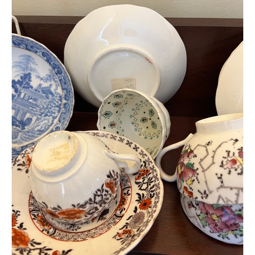 215 - Nineteenth century ceramics to include Miles Mason cups and saucers.