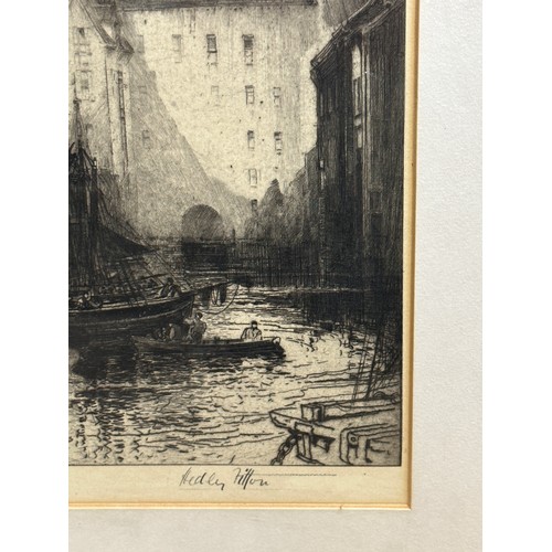 1382 - Hedley Fitton (1859-1929) Ancient Landmarks Windmill etching, pencil signed lower right. Framed and ... 