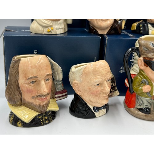 223 - Fourteen boxed Royal Doulton Toby Jugs to include D7111 Willie Carson O.B.E, D6988 The Judge and Thi... 