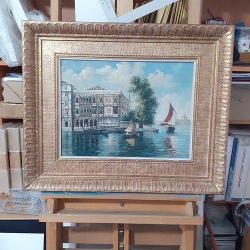 1411 - Two Venetian oil painting by S Hillage.