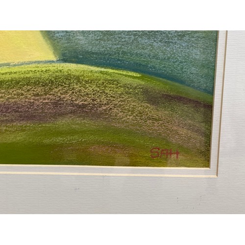 1413 - Sue Harrison, a large pastel landscape, 'High Summer, Blakey Ridge'. Image 50.5 x 66cm. Frame 85 x 1... 