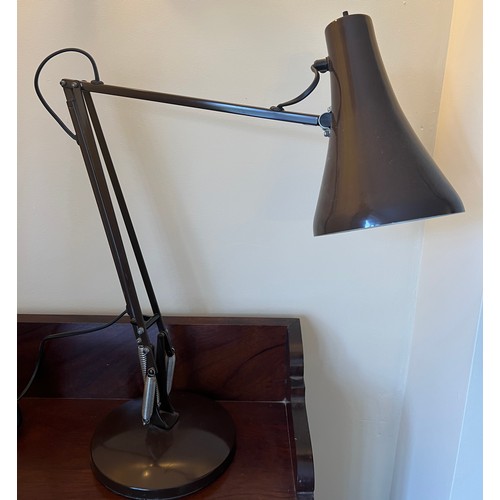 1236 - A vintage brown metal anglepoise desk lamp. 86cm h extended.