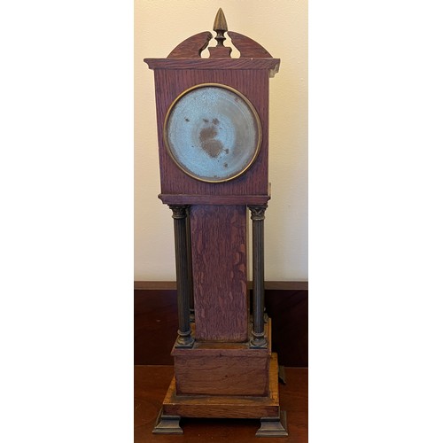 1269 - An oak and brass mounted miniature long case clock 46cm h. Works marked R & Co. Paris.