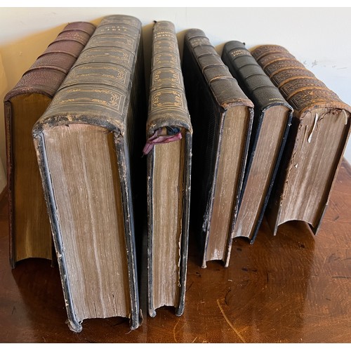 1052 - Six 19thC bibles and common prayer books from South Cave church, to include 2 Holy Bibles, 3 Common ... 