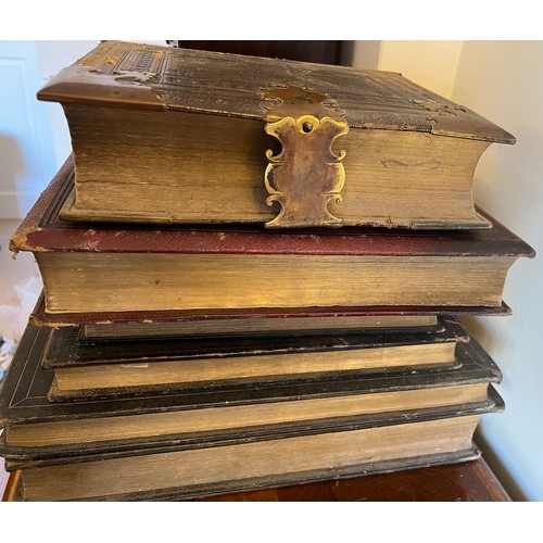 1052 - Six 19thC bibles and common prayer books from South Cave church, to include 2 Holy Bibles, 3 Common ... 