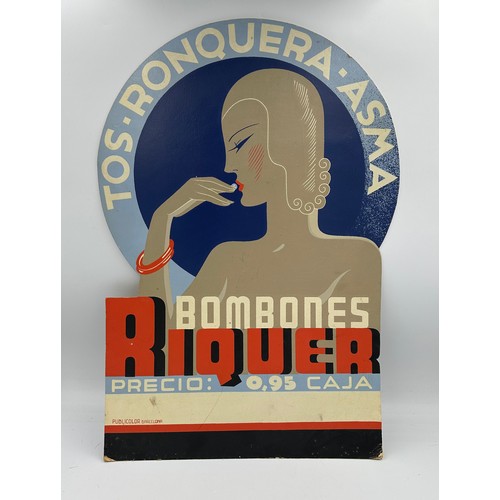 1145 - Bonbones Riquer /Tos Ronquera Asma. A pharmaceutical cardboard advertising sign. 47 w x 68cm h.