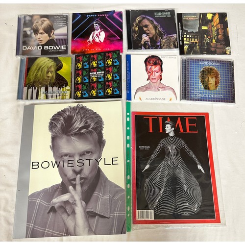 1218 - David Bowie CD's and and Bowie Style book, 1st Edition, Live CD's to include Glastonbury 2000, Kit K... 