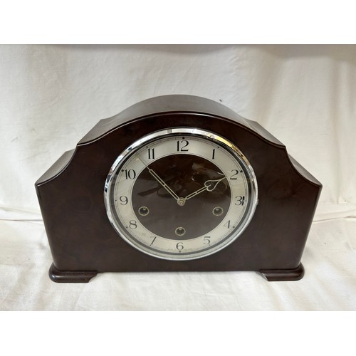 1273 - A Smiths Enfield Bakelite mantle clock with key. Ht. 24cm x 36.5cm w.