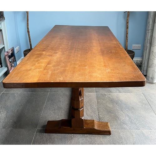 92 - Robert Mouseman Thompson English oak refectory dining table with adzed top. 183cm l x 86cm w x 74cm ... 