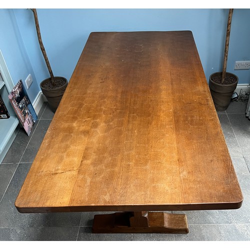 92 - Robert Mouseman Thompson English oak refectory dining table with adzed top. 183cm l x 86cm w x 74cm ... 